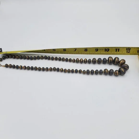 Vintage Gray Gold Beaded Necklace Costume Fashion Jewelry - Picture 5 of 6